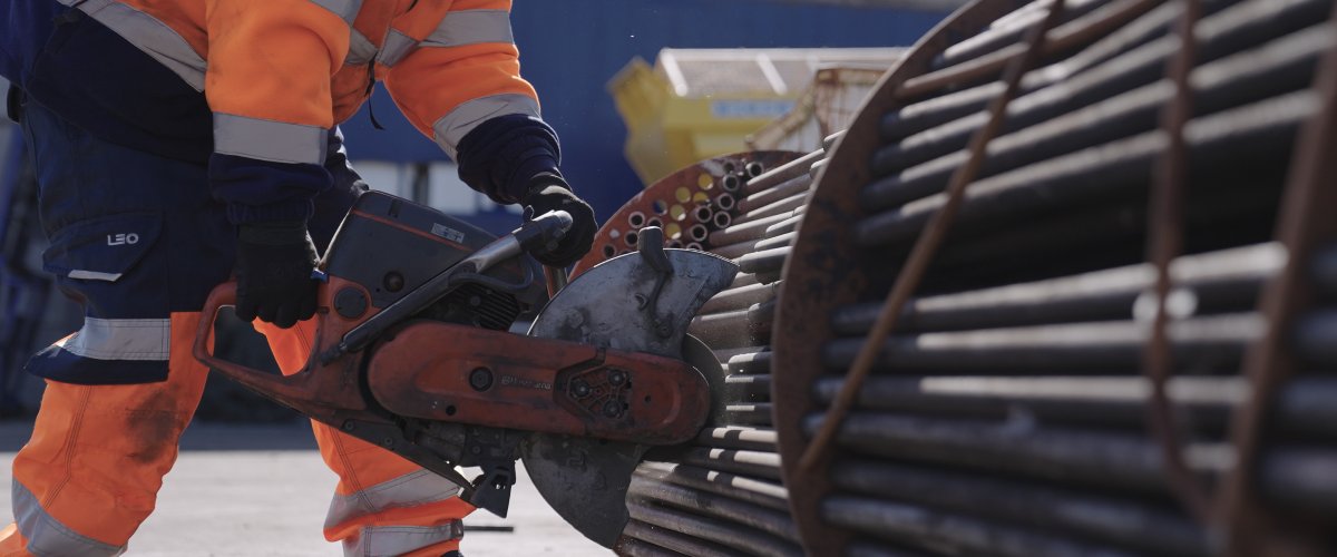Scrap metal services Wirral team processing metal at Murphy Scrap Metals